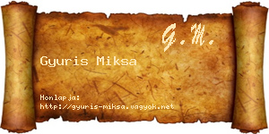 Gyuris Miksa névjegykártya